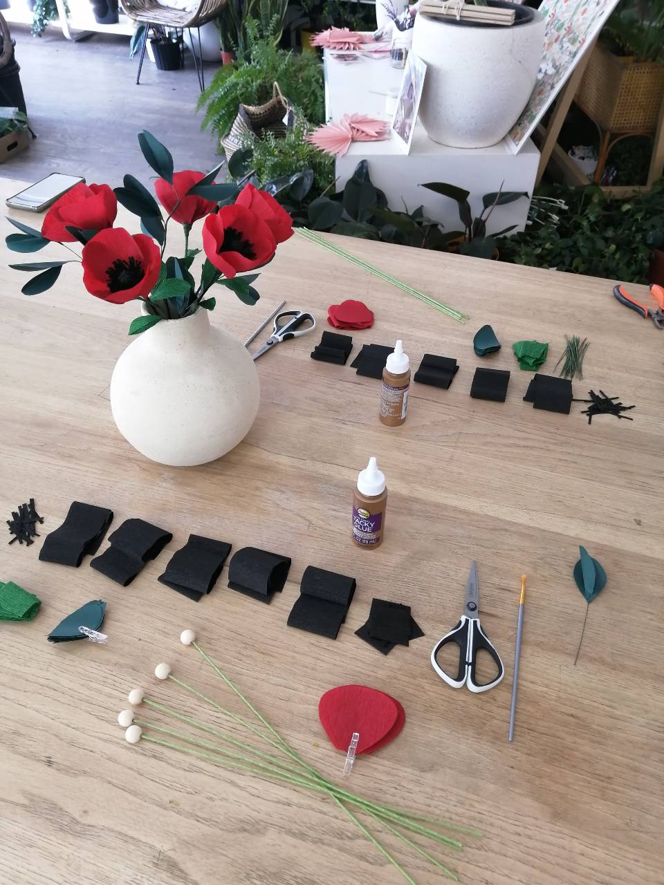 Atelier créatif - Coquelicots en papier