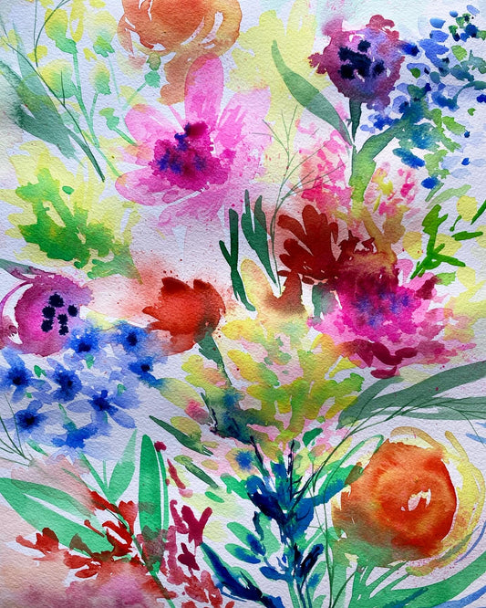 Atelier créatif - Fleurs floues à l'aquarelle