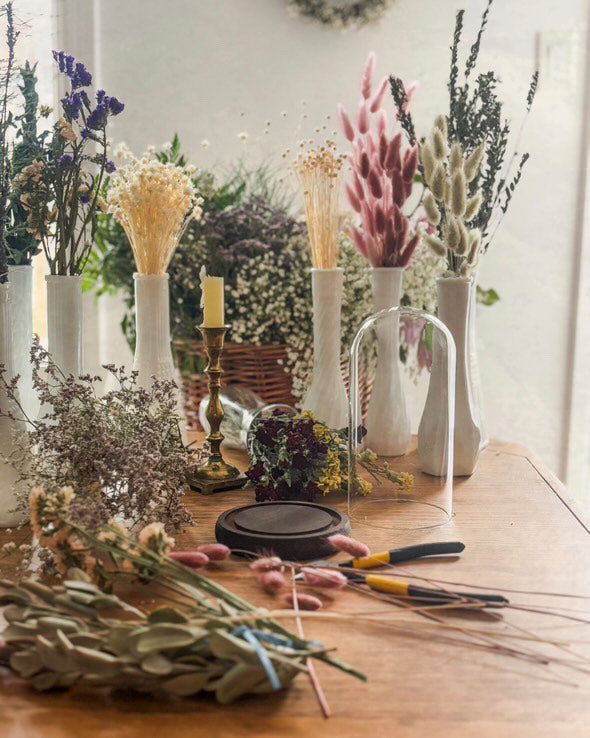 Atelier créatif -  Création florale sous cloche