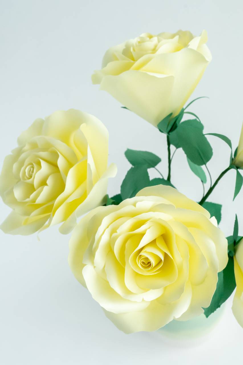 Bouquet de roses en papier - jaune