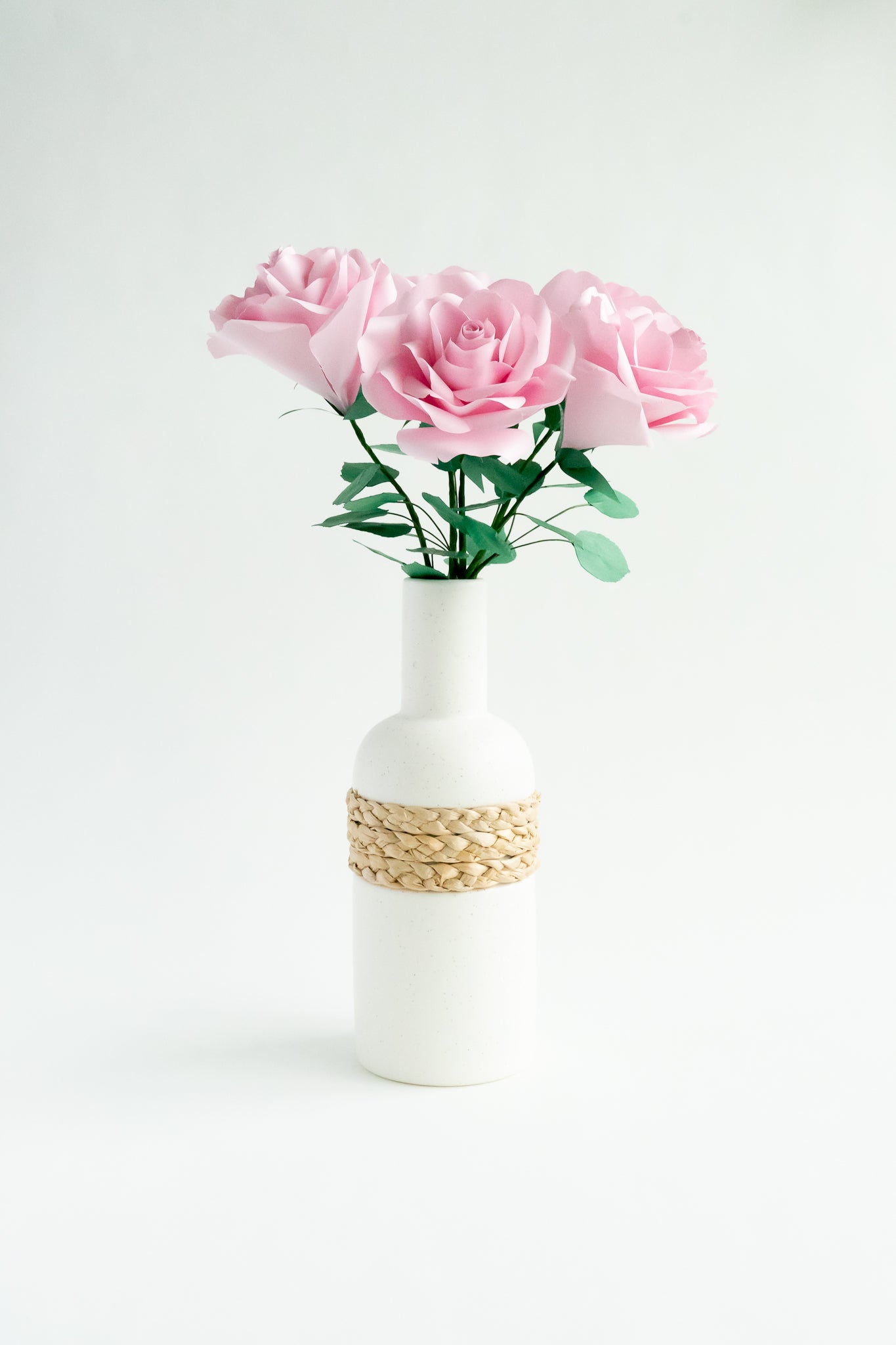 Bouquet de roses en papier - rose clair
