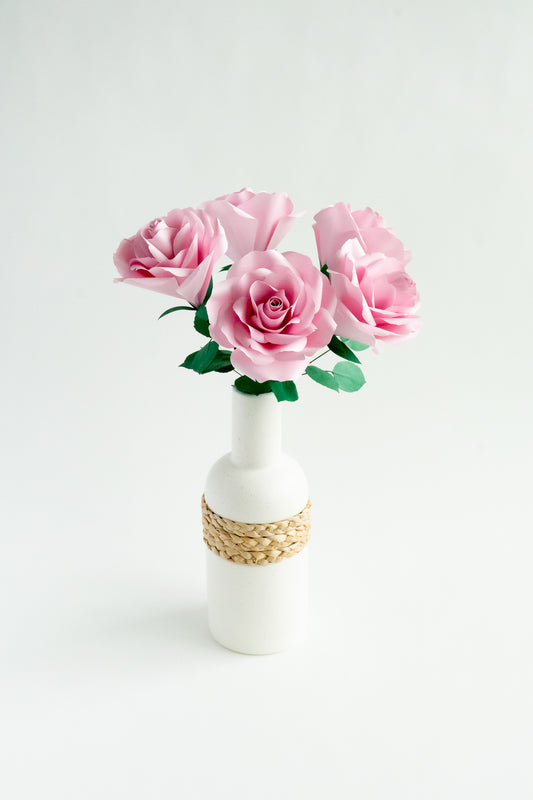 Bouquet de roses en papier - rose clair