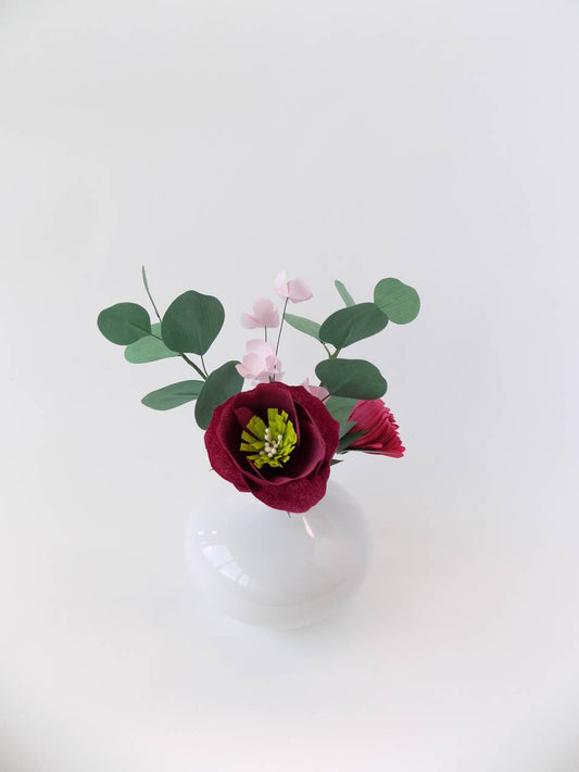 Mini bouquet de fleurs en papier - rose