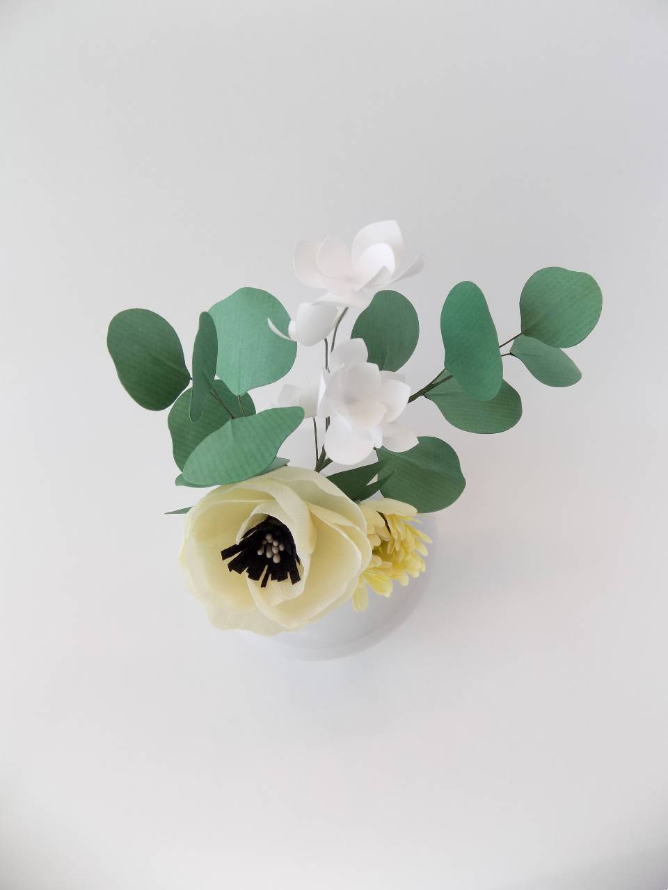 Mini bouquet de fleurs en papier - blanc