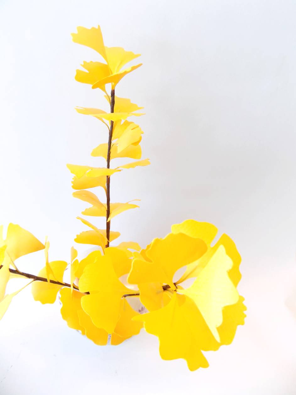 Feuillage décoratif en papier - Gingko Biloba jaune