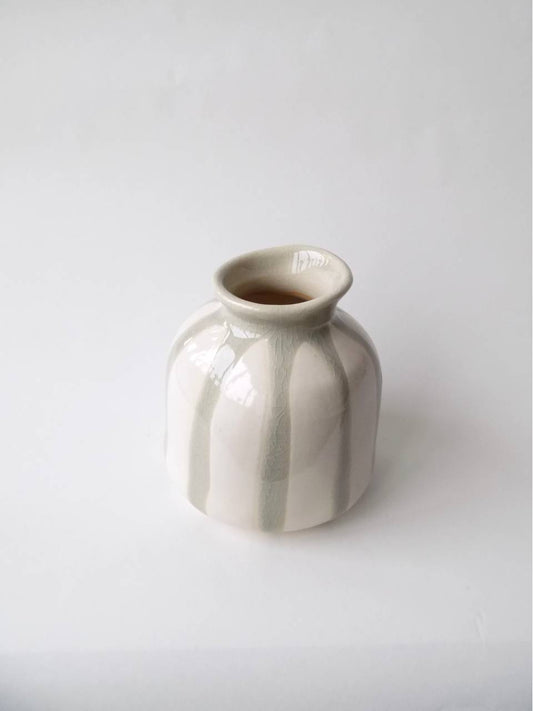 Vase en céramique "Rayé gris" grand