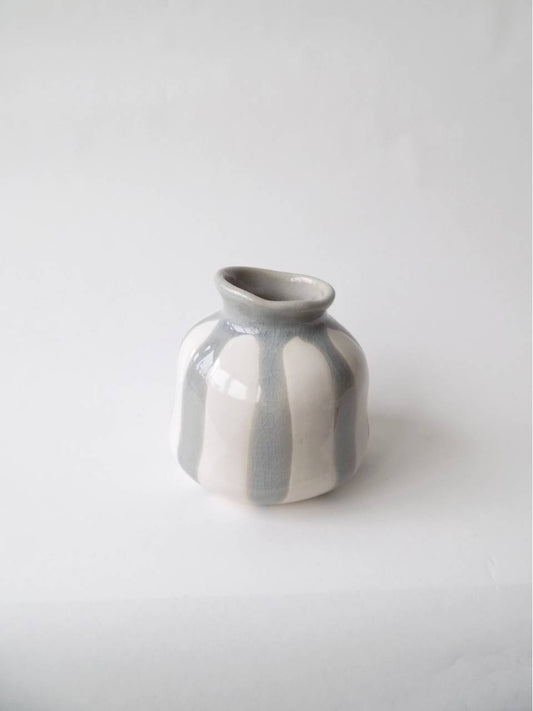 Vase en céramique "rayé gris" petit format