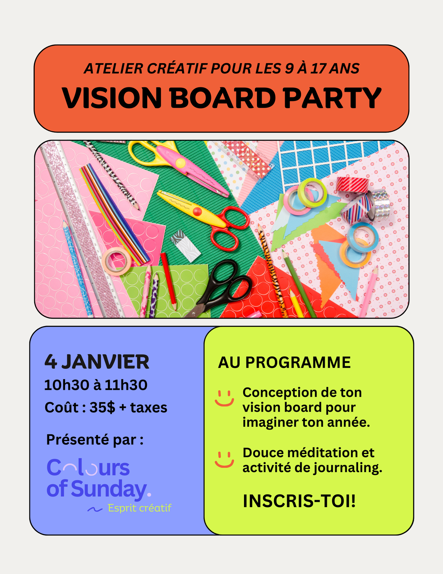 📔 Atelier créatif enfants: Vision Board Party (9 à 17 ans) ✂️